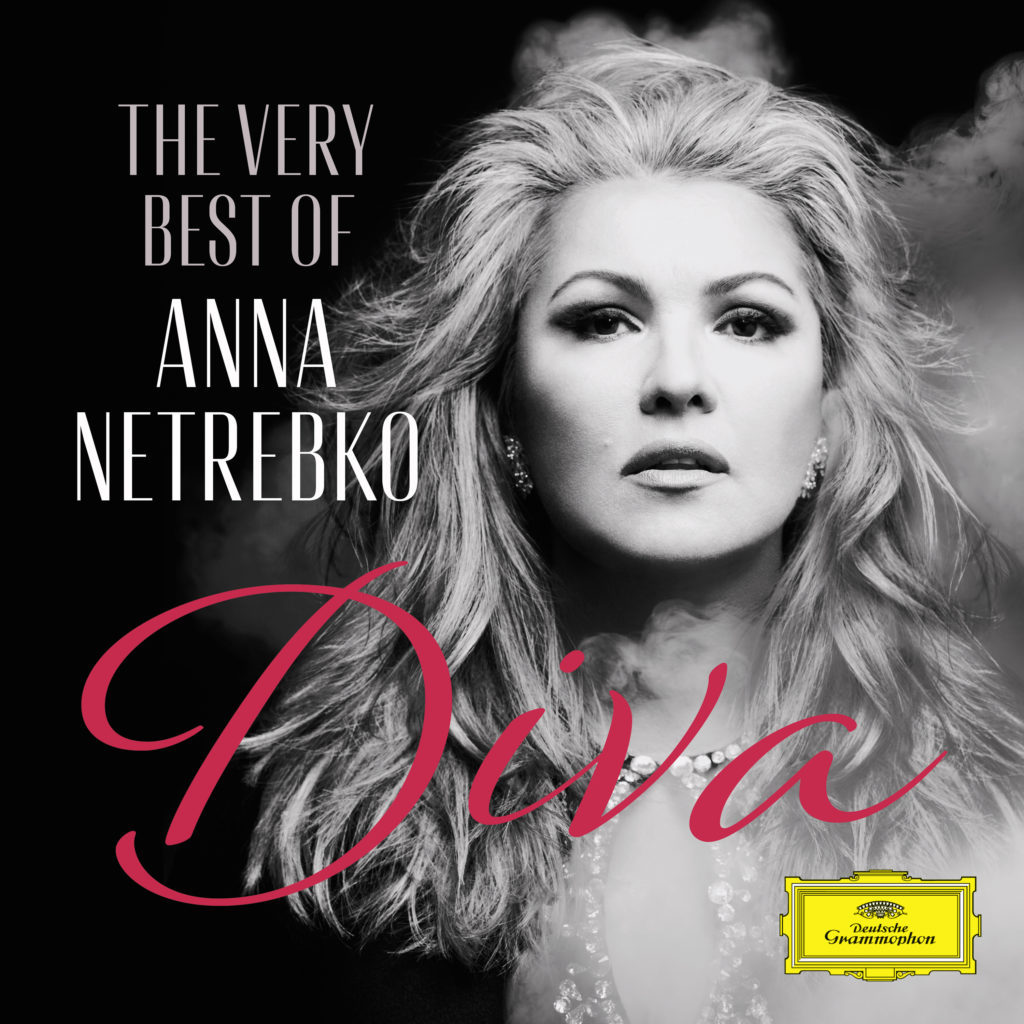 The album cover er for Anna Netrebko's album, "The Very Best of Anna Netrebko, Diva"